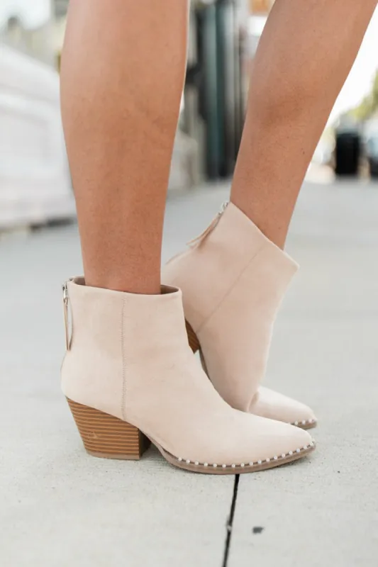 Collins Toast Suede Studded Booties FINAL SALE sold by Pink Lily