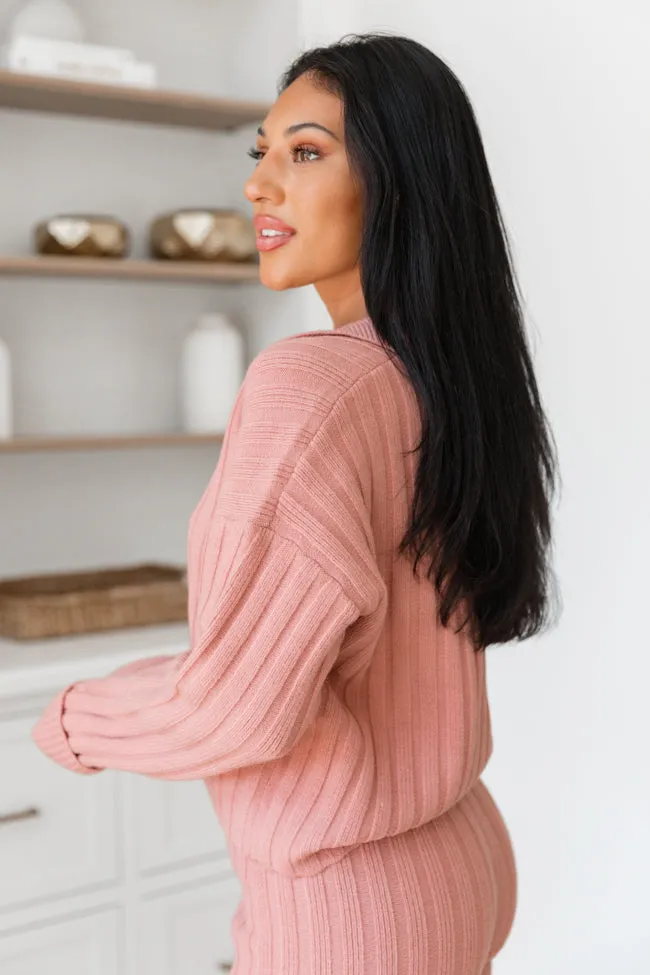 For The Long Haul Mauve Collared V-Neck Sweater FINAL SALE sold by Pink Lily product image thumbnail 3