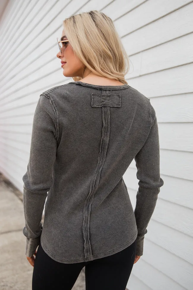 Make Your Choice Black Acid Wash Waffle Fitted Tee sold by Pink Lily product image thumbnail 5