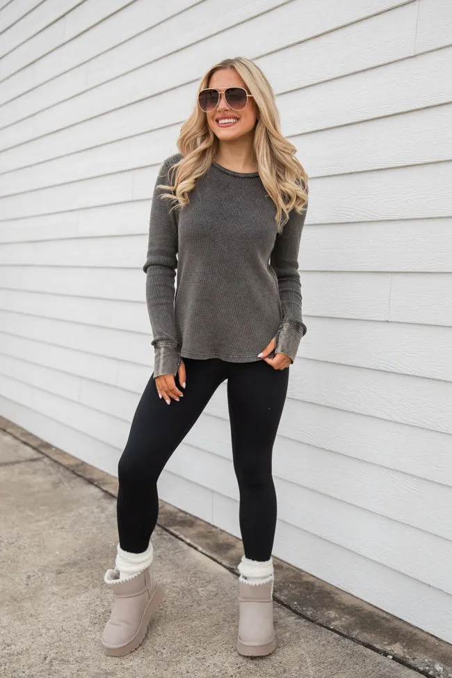 Make Your Choice Black Acid Wash Waffle Fitted Tee sold by Pink Lily product image thumbnail 2