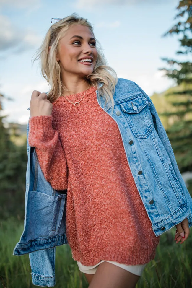 Dreamy Days Rust Fuzzy Crew Neck Sweater FINAL SALE sold by Pink Lily
