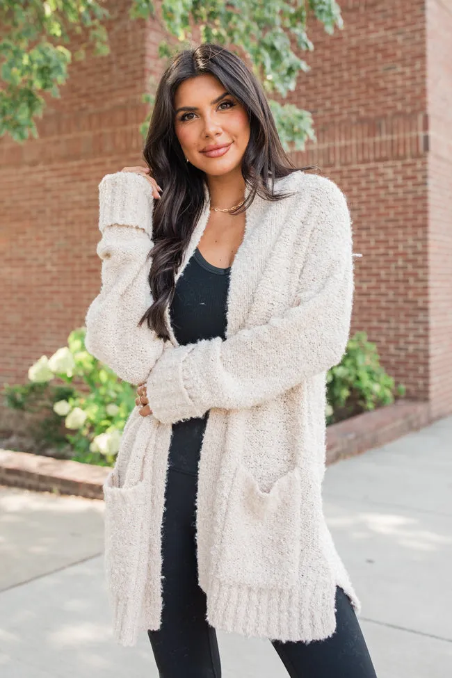 All Time Fav Beige Fuzzy Cardigan sold by Pink Lily