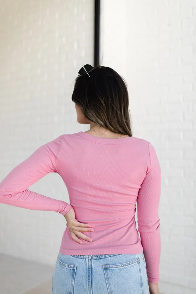 Make Your Choice Rose Ribbed Scoop Neck Long Sleeve Tee FINAL SALE sold by Pink Lily product image thumbnail 5