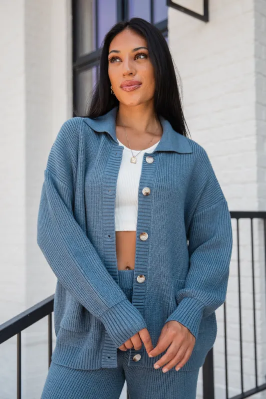 Colorado Trip Navy Collared Cardigan FINAL SALE sold by Pink Lily