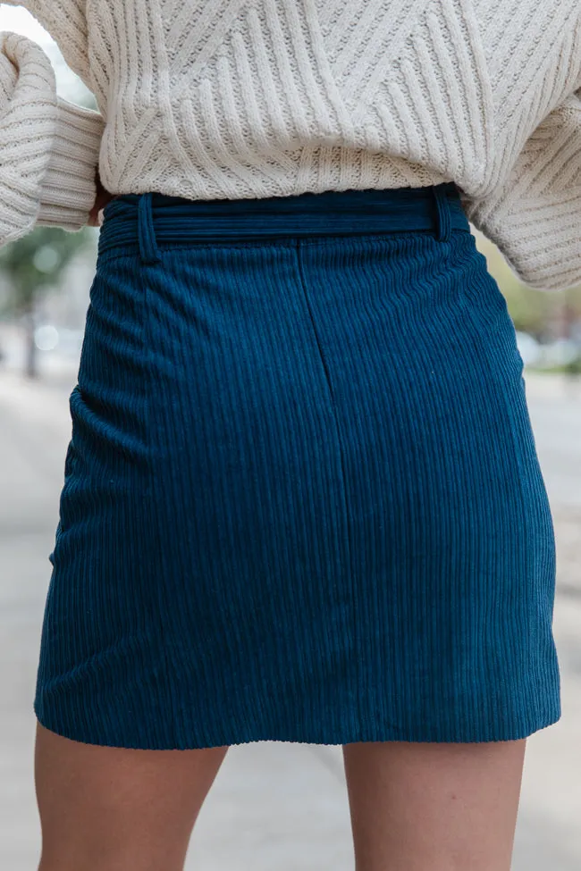 Talk About It Navy Belted Corduroy Skirt FINAL SALE sold by Pink Lily product image thumbnail 4