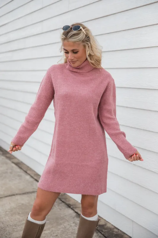 Faith In Love Mauve Turtleneck Sweater Dress FINAL SALE sold by Pink Lily