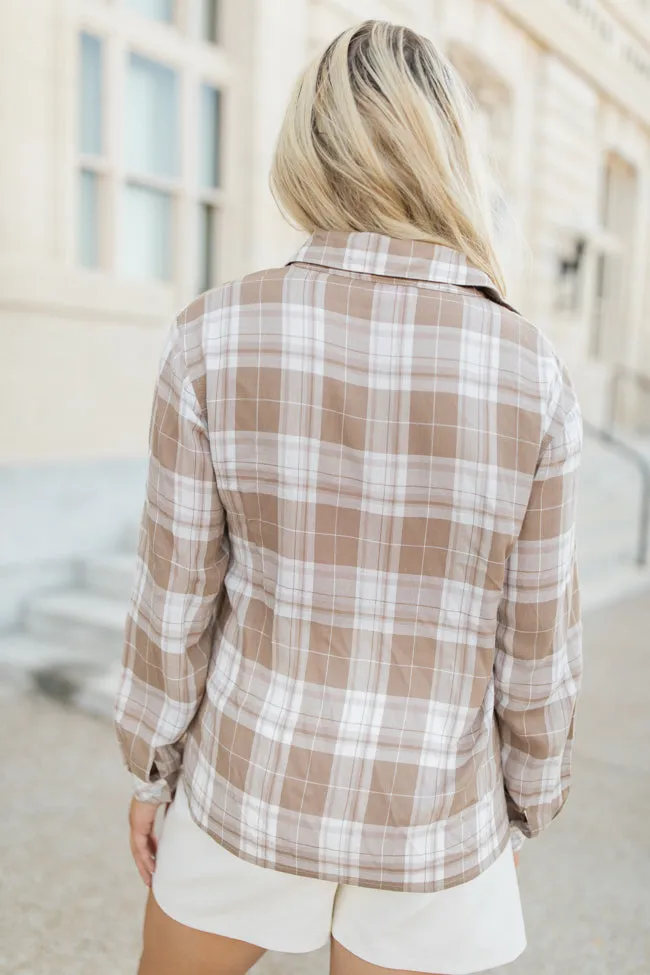 Paid My Dues Tan Lightweight Plaid Shirt FINAL SALE sold by Pink Lily product image thumbnail 5