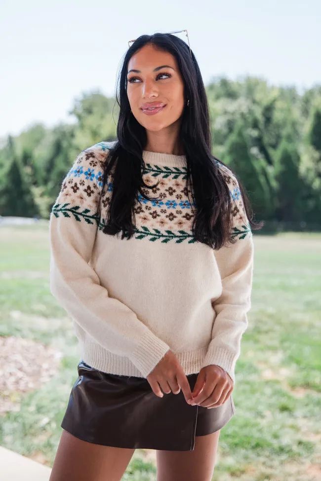 Floral Affair Ivory Multi Flower Fair Isle Sweater FINAL SALE sold by Pink Lily product image thumbnail 3