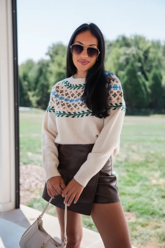 Floral Affair Ivory Multi Flower Fair Isle Sweater FINAL SALE sold by Pink Lily