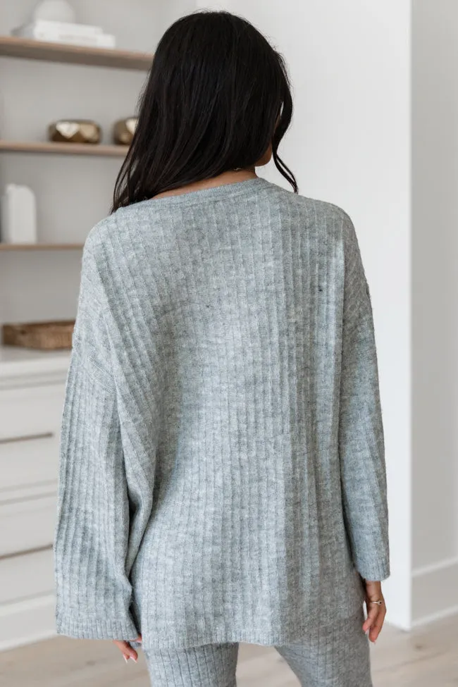 Downtime Heather Grey Ribbed Sweater Set sold by Pink Lily product image thumbnail 4