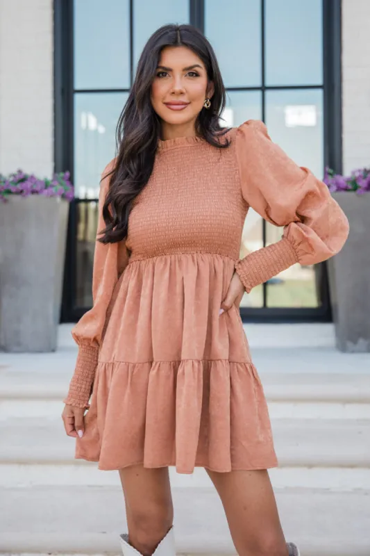 Long Nights Camel Textured Mini Dress FINAL SALE sold by Pink Lily
