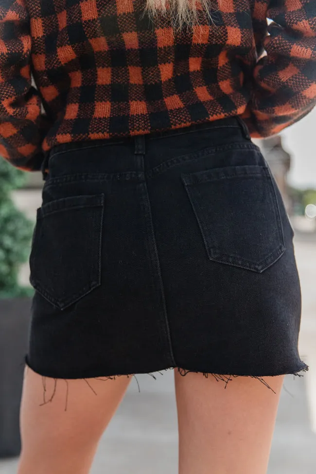 Point The Way Black Raw Hem Denim Skirt FINAL SALE sold by Pink Lily product image thumbnail 4
