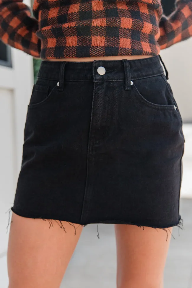 Point The Way Black Raw Hem Denim Skirt FINAL SALE sold by Pink Lily