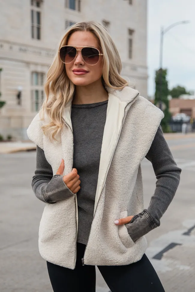 Take Notes Beige Sherpa Vest SALE sold by Pink Lily