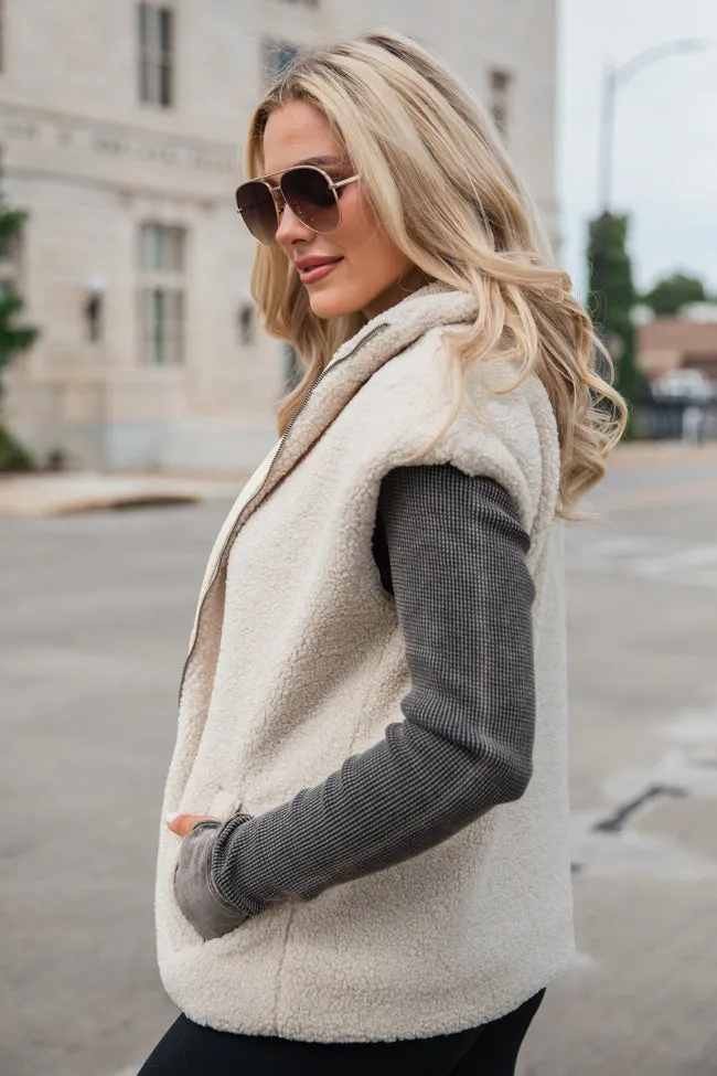 Take Notes Beige Sherpa Vest SALE sold by Pink Lily product image thumbnail 3