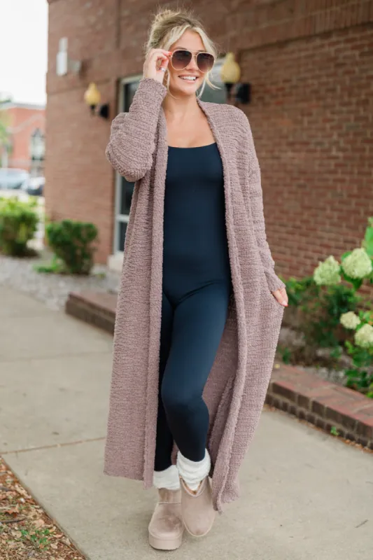 Slow Your Roll Mocha Long Popcorn Cardigan FINAL SALE sold by Pink Lily