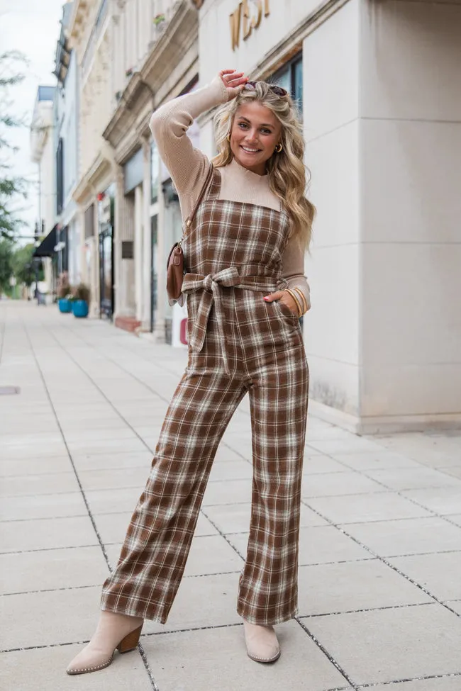 So Plaid You're Mine Multi Belted Jumpsuit FINAL SALE sold by Pink Lily