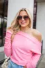 Filled With Hope Pink Brushed Rib Off The Shoulder Top sold by Pink Lily