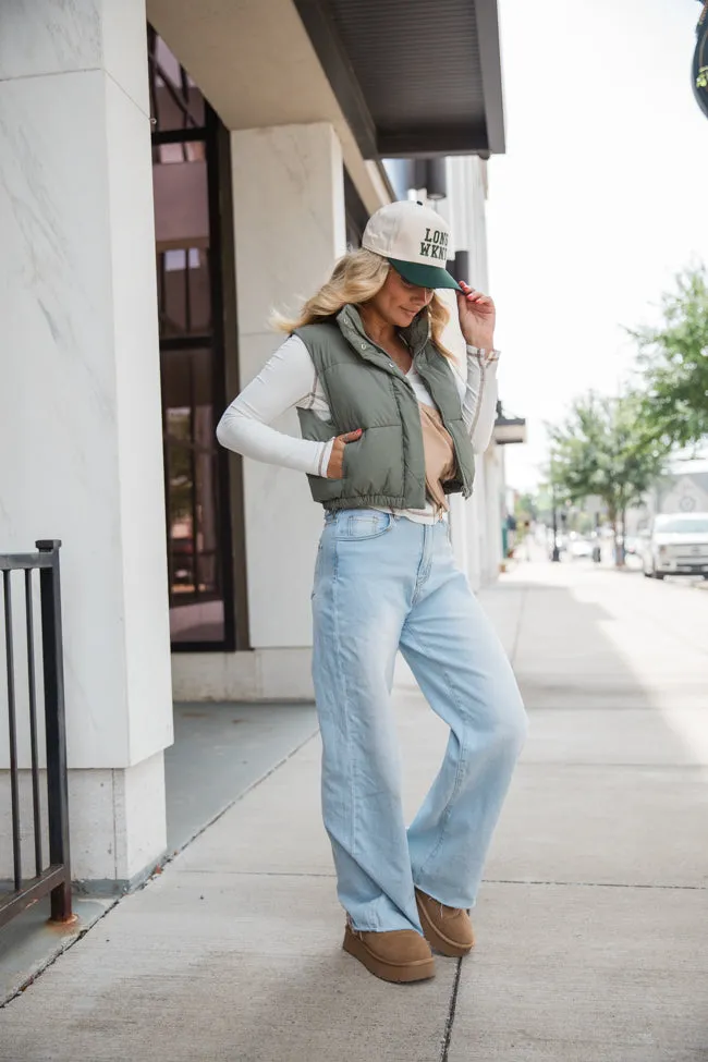 Bunny Slopes Olive Soft Coated Puffer Vest sold by Pink Lily product image thumbnail 2