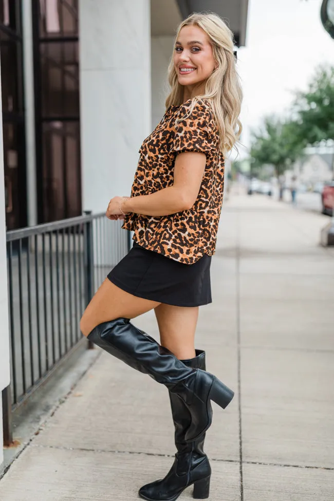 Running Wild Leopard Print Tie Front Blouse FINAL SALE sold by Pink Lily product image thumbnail 3