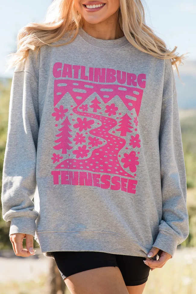 Gatlinburg Tennessee Light Grey Oversized Graphic Sweatshirt sold by Pink Lily product image thumbnail 3