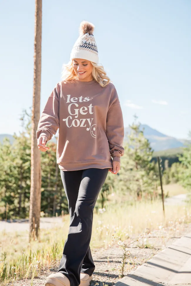 Lets Get Cozy Mocha Oversized Graphic Sweatshirt DOORBUSTER sold by Pink Lily product image thumbnail 3