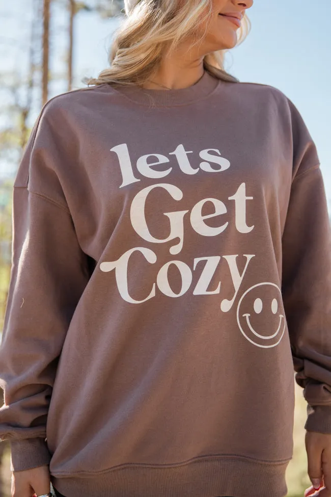 Lets Get Cozy Mocha Oversized Graphic Sweatshirt DOORBUSTER sold by Pink Lily product image thumbnail 2