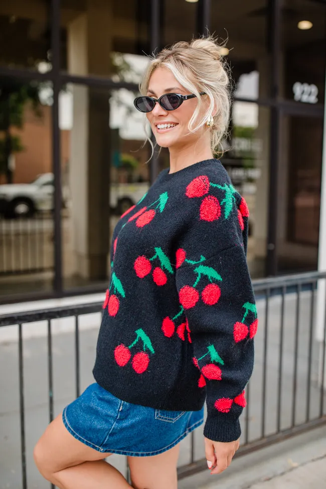 I Pick You Black Cherry Print Crew Neck Sweater sold by Pink Lily product image thumbnail 4