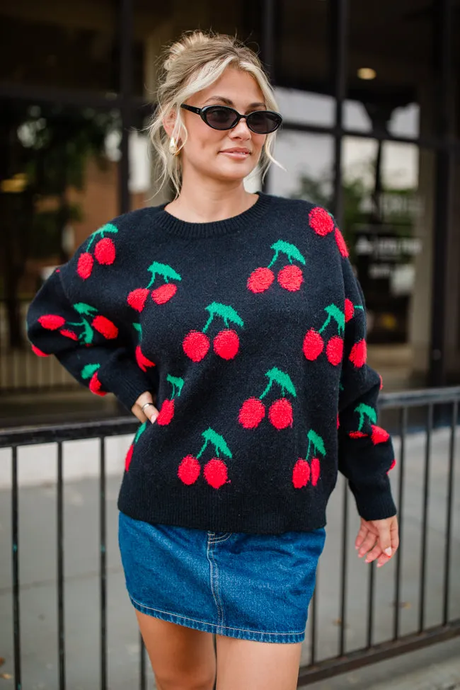 I Pick You Black Cherry Print Crew Neck Sweater sold by Pink Lily product image thumbnail 3