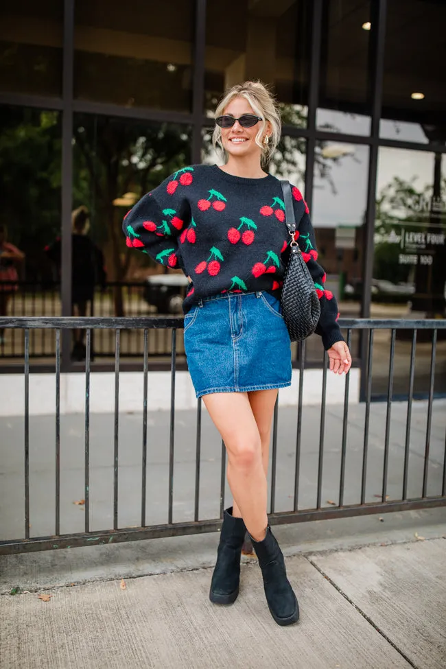 I Pick You Black Cherry Print Crew Neck Sweater sold by Pink Lily product image thumbnail 2