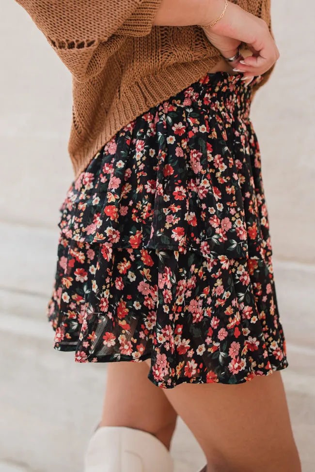 Breezy Black Floral Tiered Skort FINAL SALE sold by Pink Lily product image thumbnail 4