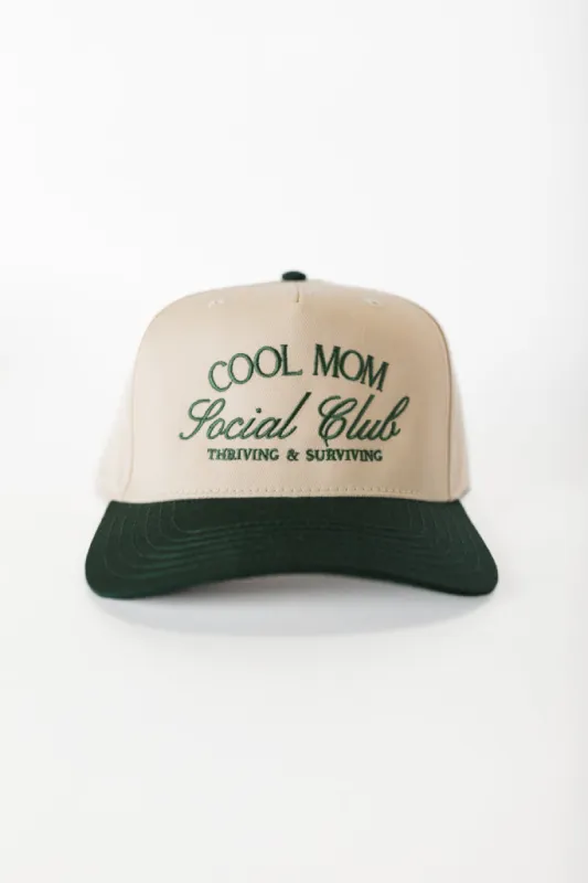 Cool Mom Social Club Dark Green and Natural Trucker Hat sold by Pink Lily