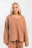 Dawn Teddy Fuzzy V-Neck Sweater Emily Fauver X Pink Lily sold by Pink Lily