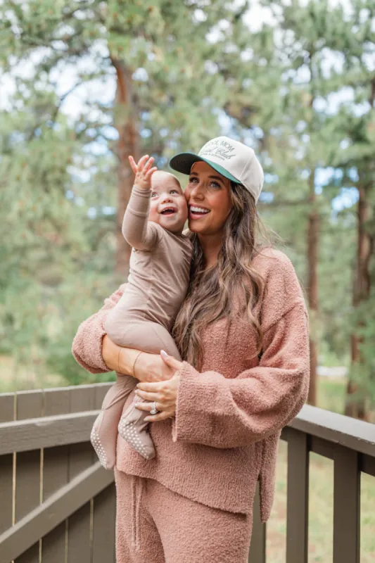 Dawn Teddy Fuzzy V-Neck Sweater Emily Fauver X Pink Lily sold by Pink Lily
