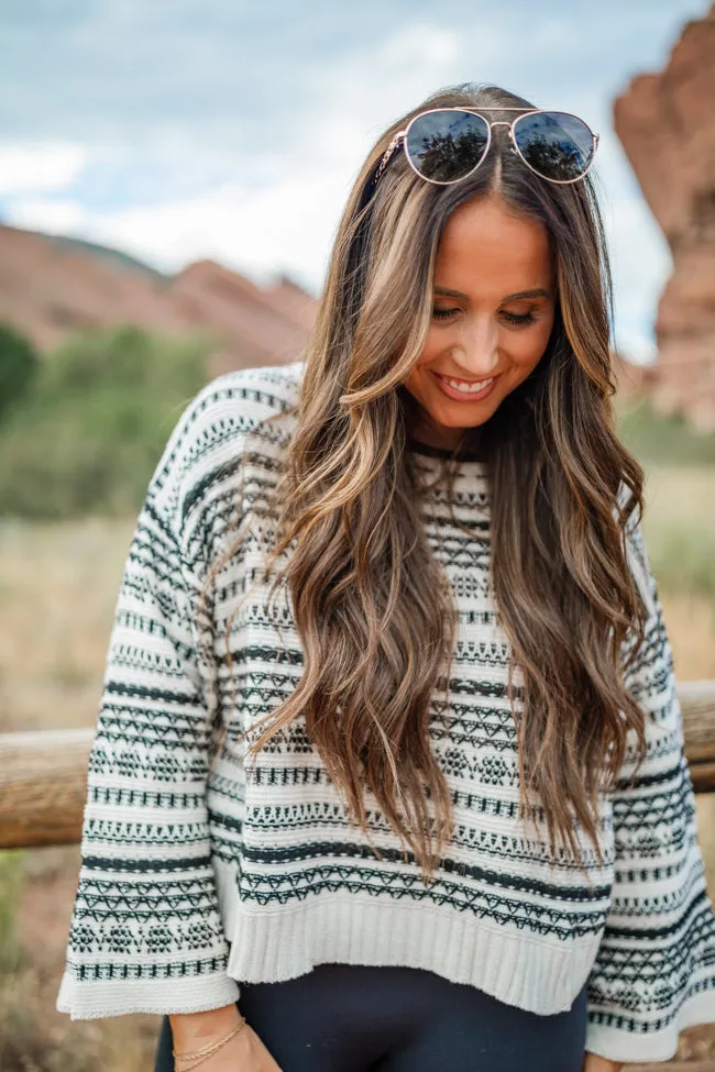 Grace Ivory and Black Printed Crew Neck Sweater Emily Fauver X Pink Lily sold by Pink Lily product image thumbnail 3