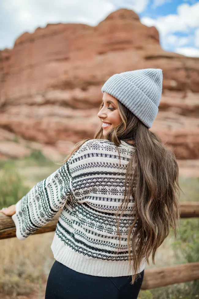 Grace Ivory and Black Printed Crew Neck Sweater Emily Fauver X Pink Lily sold by Pink Lily product image thumbnail 5