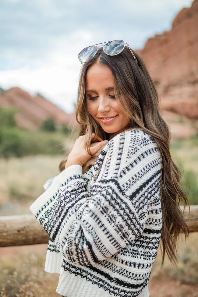 Grace Ivory and Black Printed Crew Neck Sweater Emily Fauver X Pink Lily sold by Pink Lily product image thumbnail 4