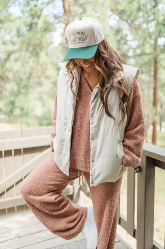 Holley Cream Faux Leather Puffer Vest Emily Fauver X Pink Lily sold by Pink Lily