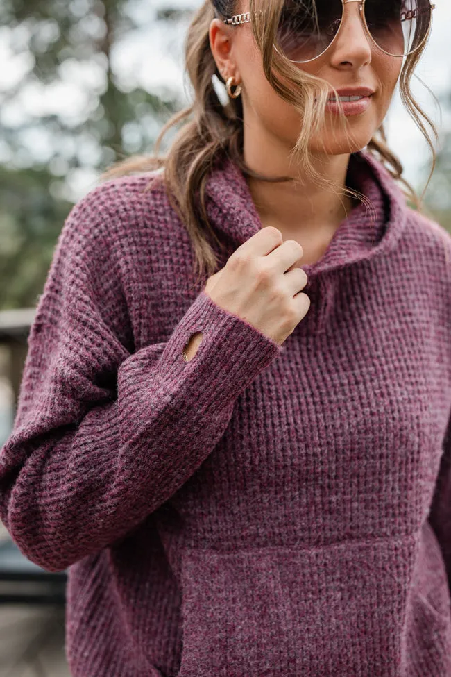 Susan Wine Oversized Waffle Hooded Sweater Emily Fauver X Pink Lily sold by Pink Lily product image thumbnail 3