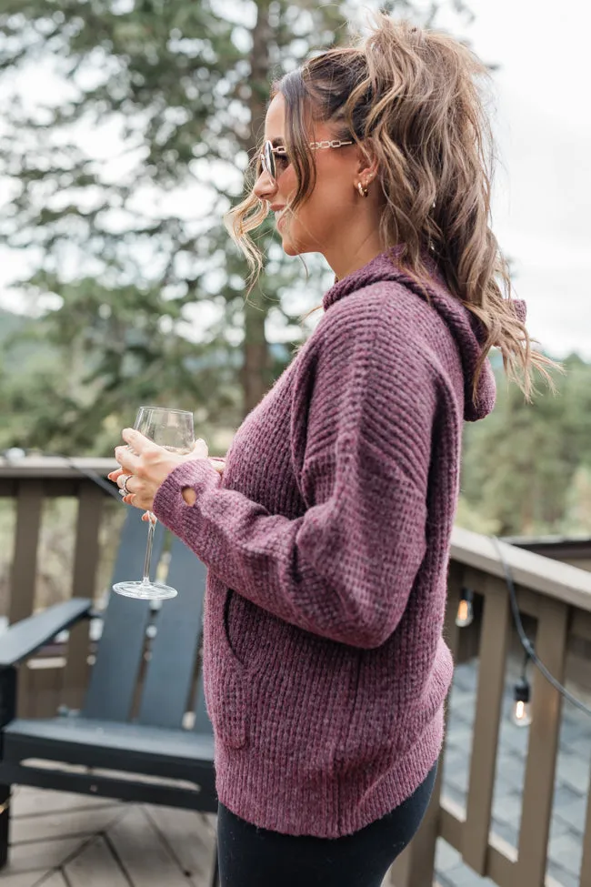 Susan Wine Oversized Waffle Hooded Sweater Emily Fauver X Pink Lily sold by Pink Lily product image thumbnail 4