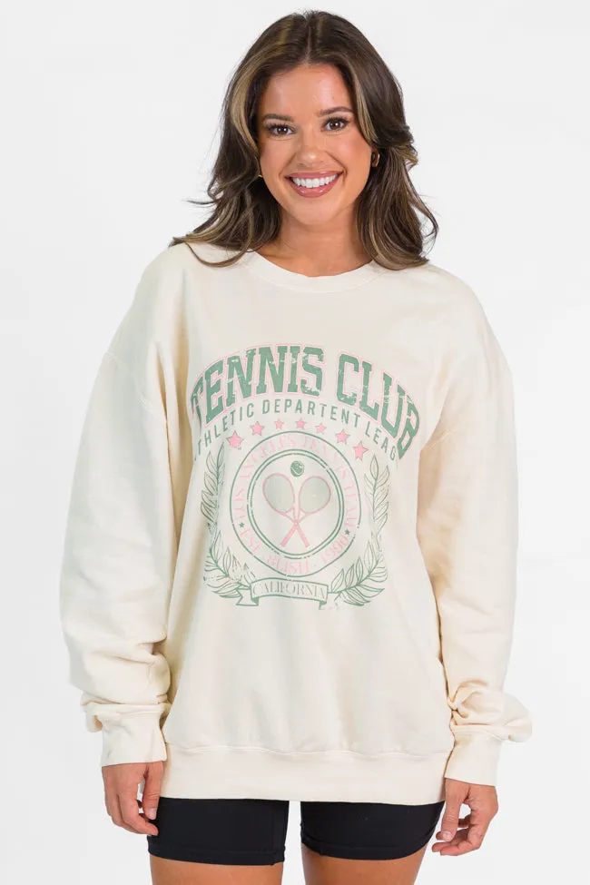 California Tennis Club Cream Oversized Graphic Sweatshirt sold by Pink Lily
