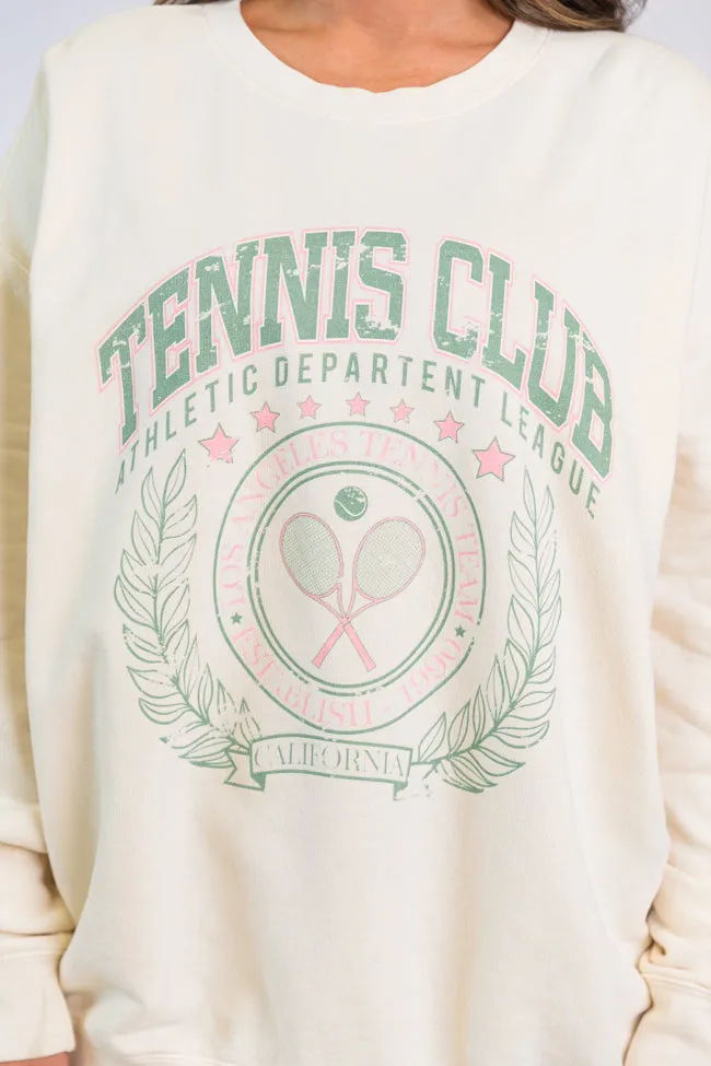 California Tennis Club Cream Oversized Graphic Sweatshirt sold by Pink Lily product image thumbnail 3