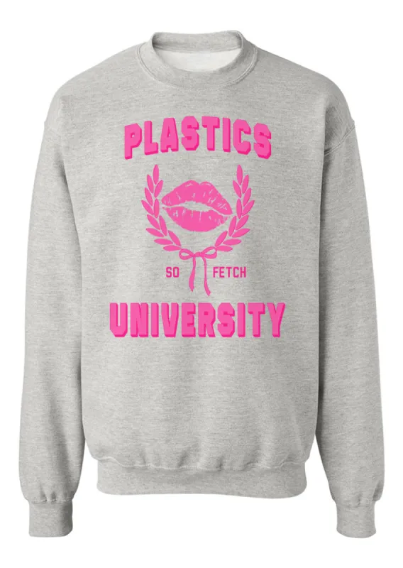 Plastics University Light Grey Oversized Graphic Sweatshirt sold by Pink Lily