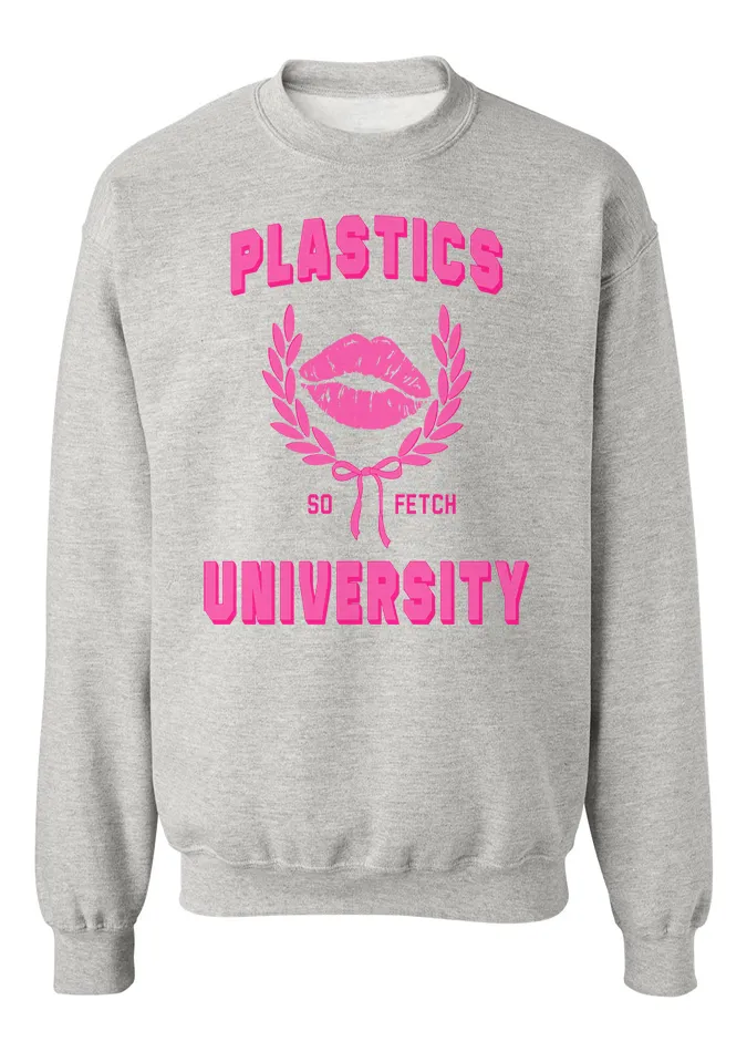 Plastics University Light Grey Oversized Graphic Sweatshirt sold by Pink Lily