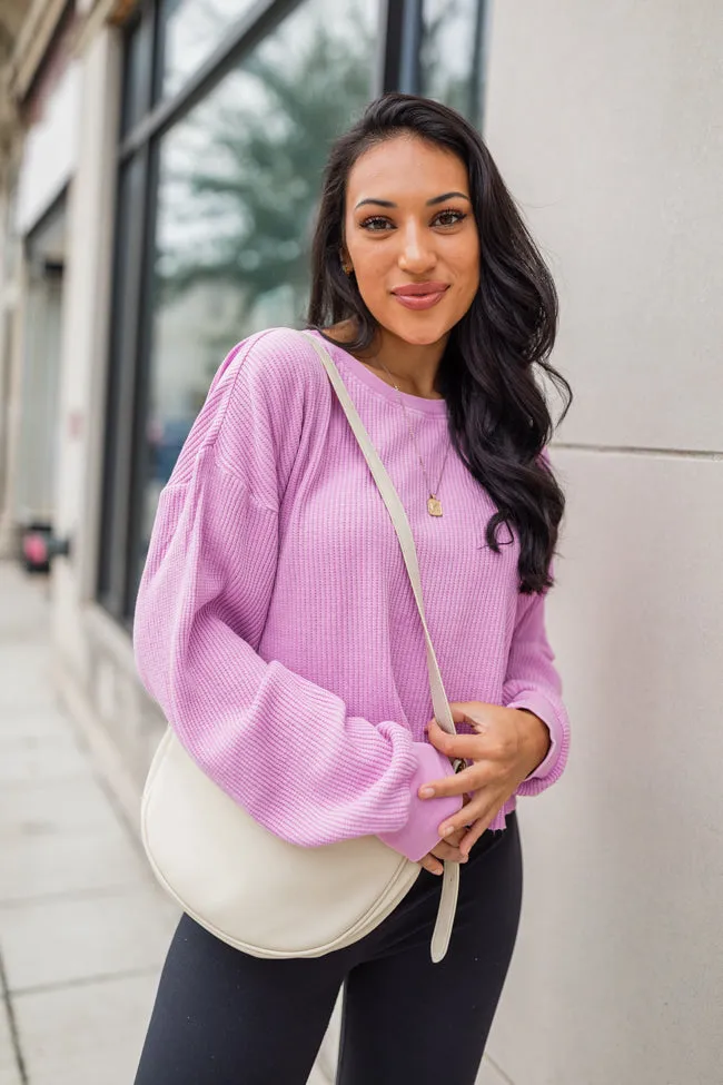 Fun and Games Pink Acid Washed Waffle Long Sleeve Tee FINAL SALE sold by Pink Lily