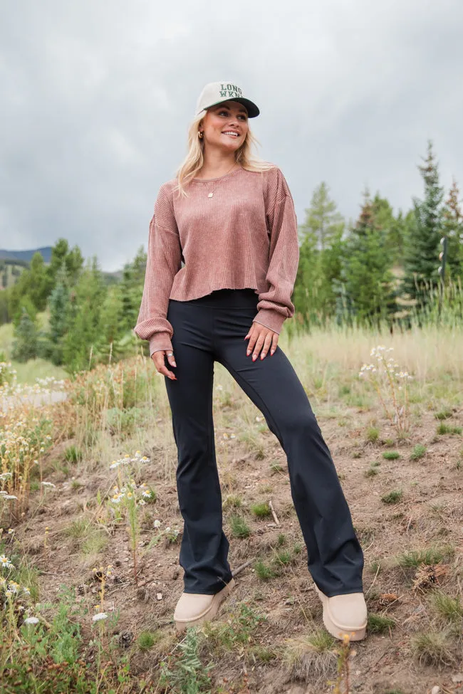 Fun And Games Chestnut Acid Washed Waffle Long Sleeve Tee sold by Pink Lily product image thumbnail 2