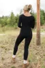 Power Play Black Square Neck Active Long Sleeve Jumpsuit FINAL SALE sold by Pink Lily