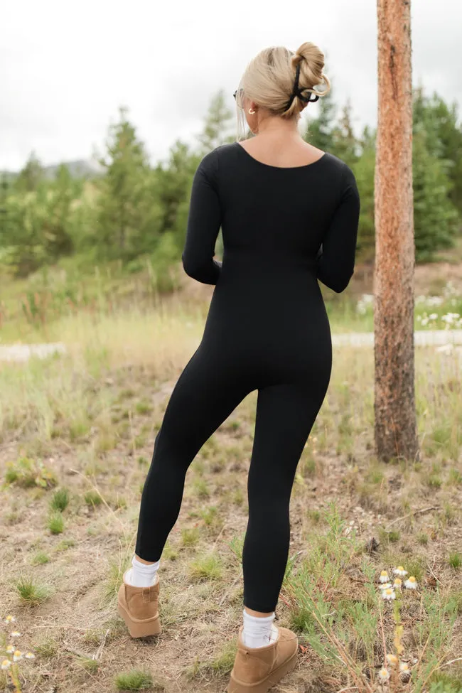 Power Play Black Square Neck Active Long Sleeve Jumpsuit FINAL SALE sold by Pink Lily product image thumbnail 4