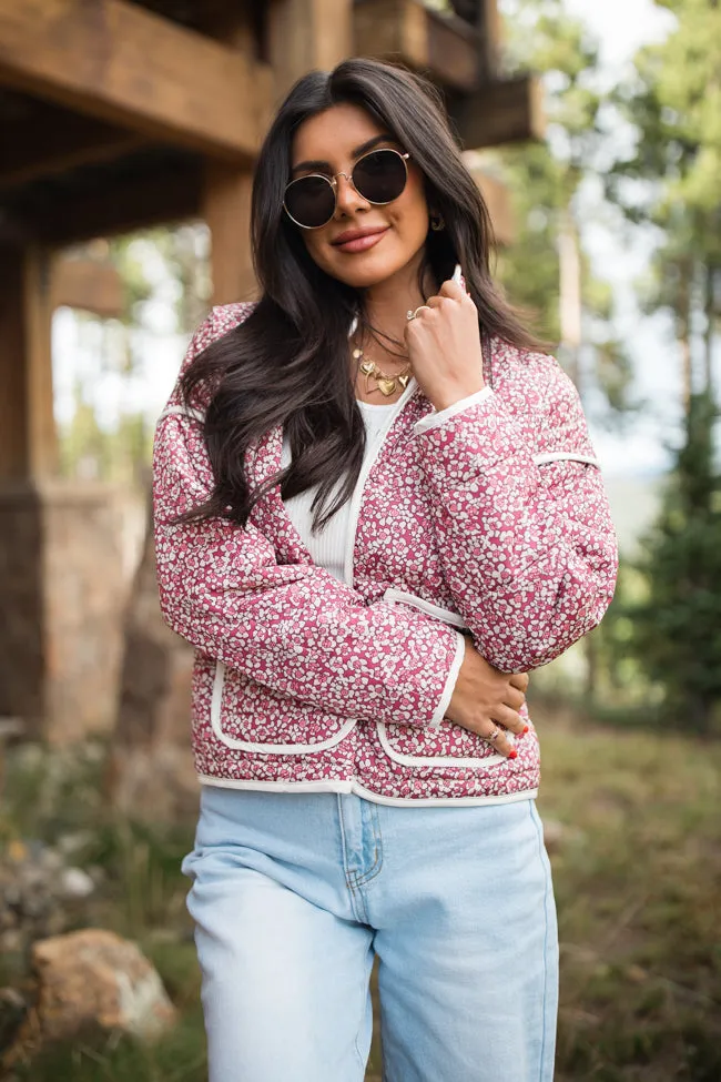 Set Me Free Berry Floral Quilted Jacket FINAL SALE sold by Pink Lily
