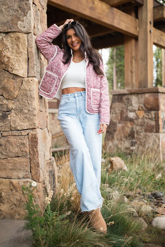 Set Me Free Berry Floral Quilted Jacket FINAL SALE sold by Pink Lily product image thumbnail 2